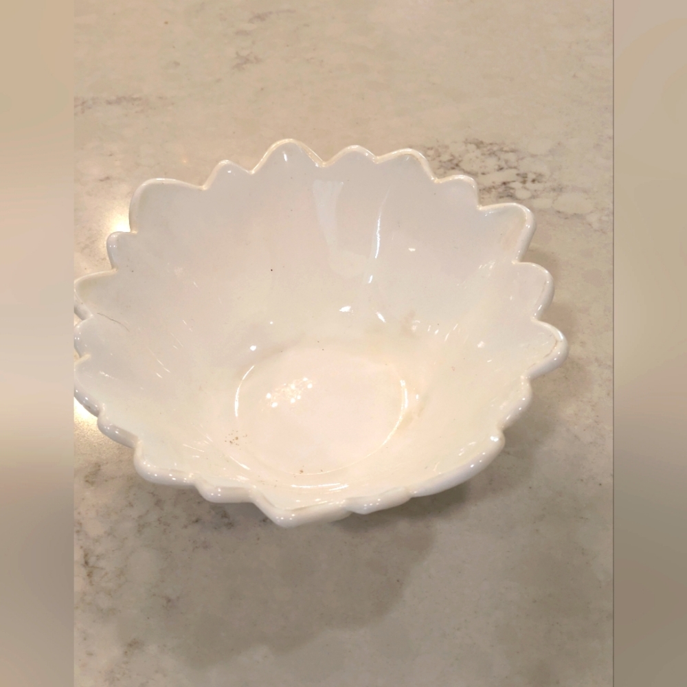 2 Pieces 1950's Milk Glass 7" Bowl Indiana Glass Company